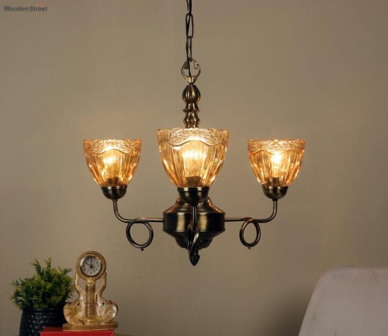 Partial Antique Brass Aluminium Chandeliers Lights Without Bulb Ceiling Lights