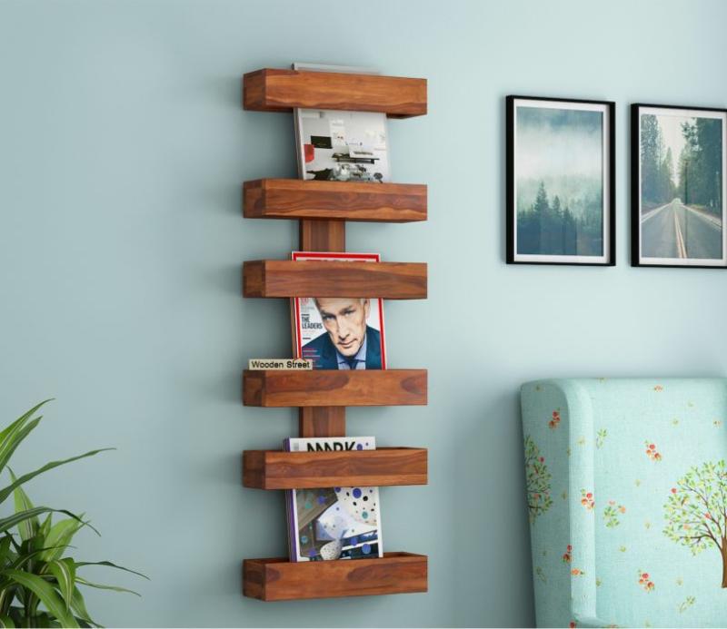 Prunus Magazine Rack (Honey Finish) Living Storage