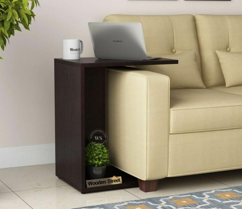 Rachel C Shaped Side Table (Flowery Wenge Finish) Laptop Tables