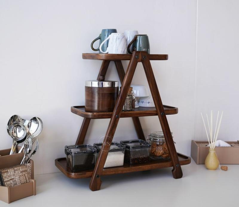 Saira 3 Tier Solid Wood Kitchen Rack (Teak Finish) Kitchen Racks