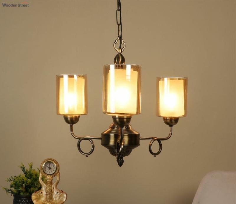 Sanctified Antique Brass Aluminium Chandeliers Lights Without Bulb Ceiling Lights