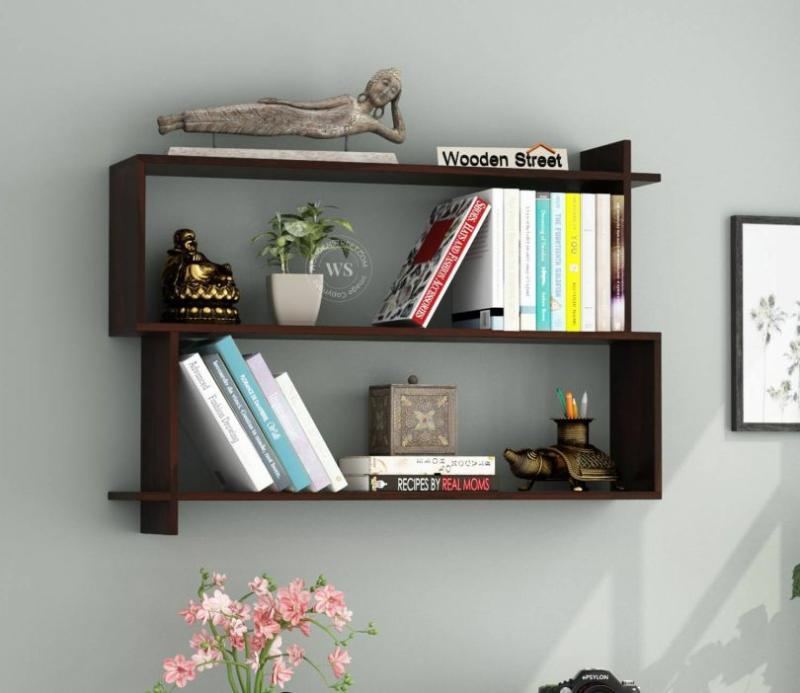 Sculpa Wall Shelf (Walnut Finish) Living Storage