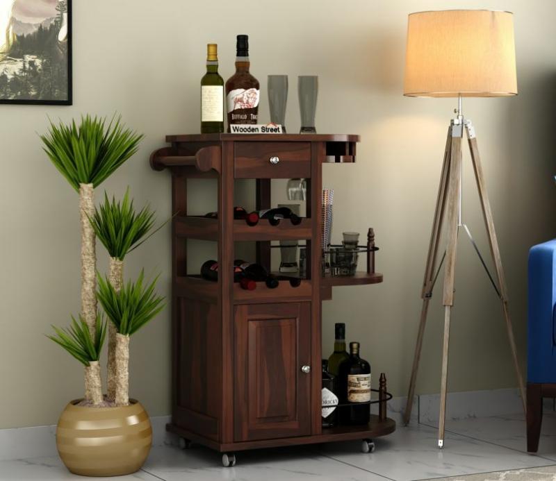 Slany Bar Trolley (Walnut Finish) Bar Furniture