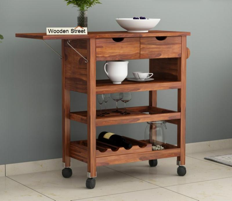 Sonic Kitchen Trolley (Honey Finish) Kitchen Storage