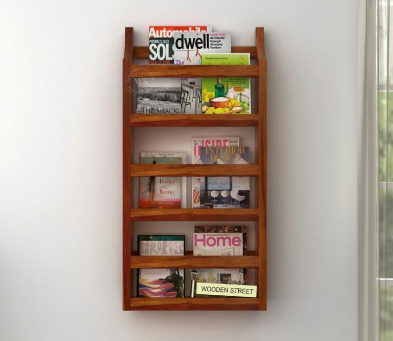 Sonja Wall Magazine Rack (Honey Finish) Living Storage