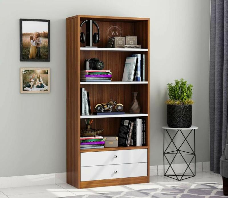 Stellar Engineered Wood Bookshelf With Drawer Storage (Exotic Teak Finish) Bookshelves