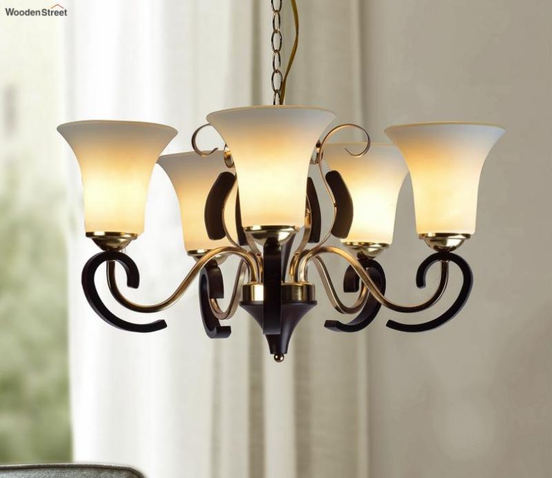 Suki 5 Light Glass And Metal Chandelier Ceiling Lights