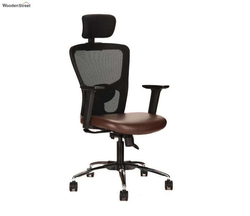 Teal Zenith Pro High Back Ergonomic Mesh Chair (Leather Brown) Seating