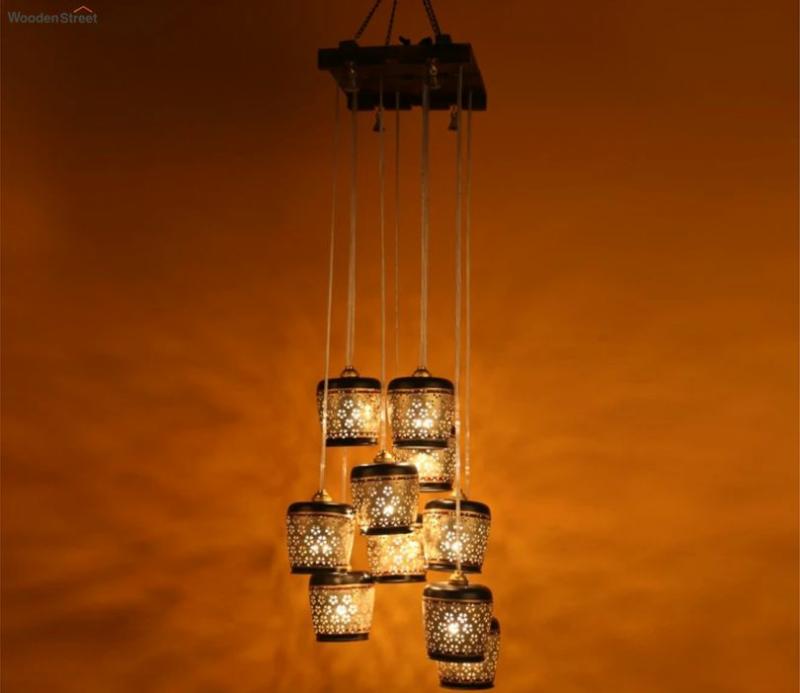 Ten Shades Simmering Gold Metal Hanging Lamps Ceiling Lights