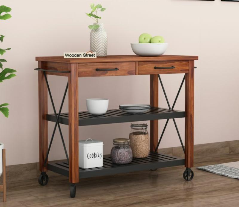 Toronto Kitchen Trolley (Honey Finish) Kitchen Storage