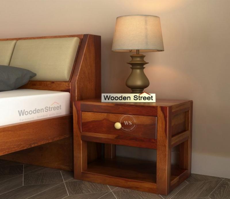 Walken Bedside Table (Honey Finish) Bedroom Storage