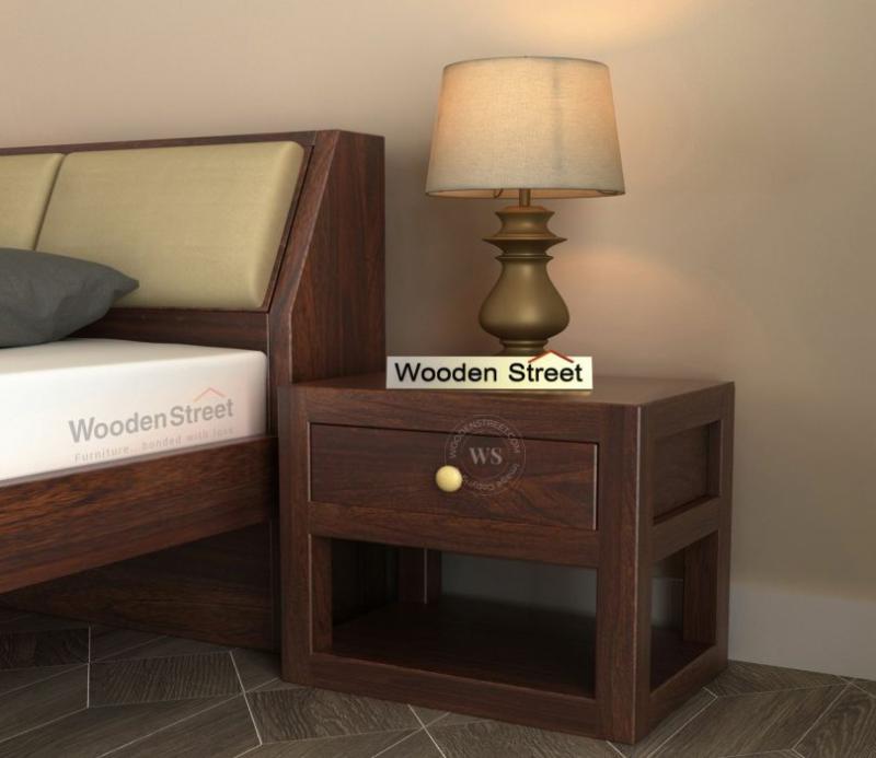 Walken Bedside Table (Walnut Finish) Bedroom Storage