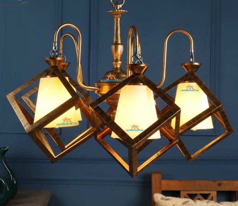 White Square Shape Iron Chandelier Ceiling Lights