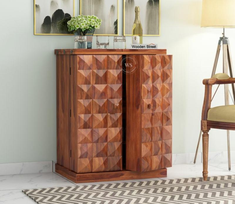 Auric Small Bar Cabinet (Honey Finish) Bar Cabinets