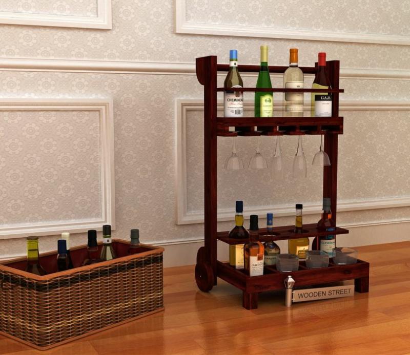 Bestro Bar Trolley (Mahogany Finish) Bar Furniture