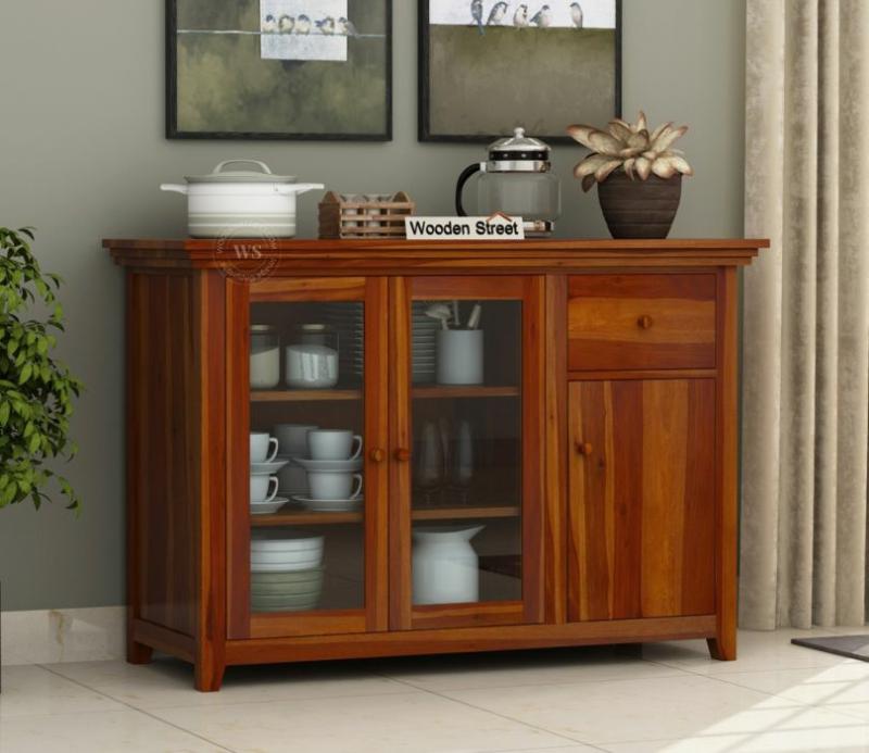 Earnville Kitchen Cabinet (Honey Finish) Crockery Unit