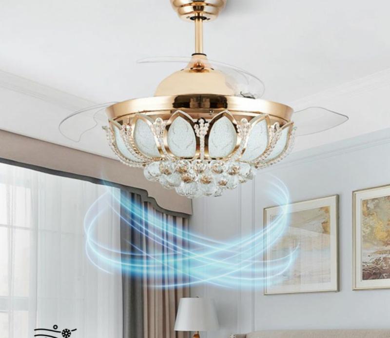 Goldfinch Chandelier Fan With Three Colour Changing Lights Ceiling Lights