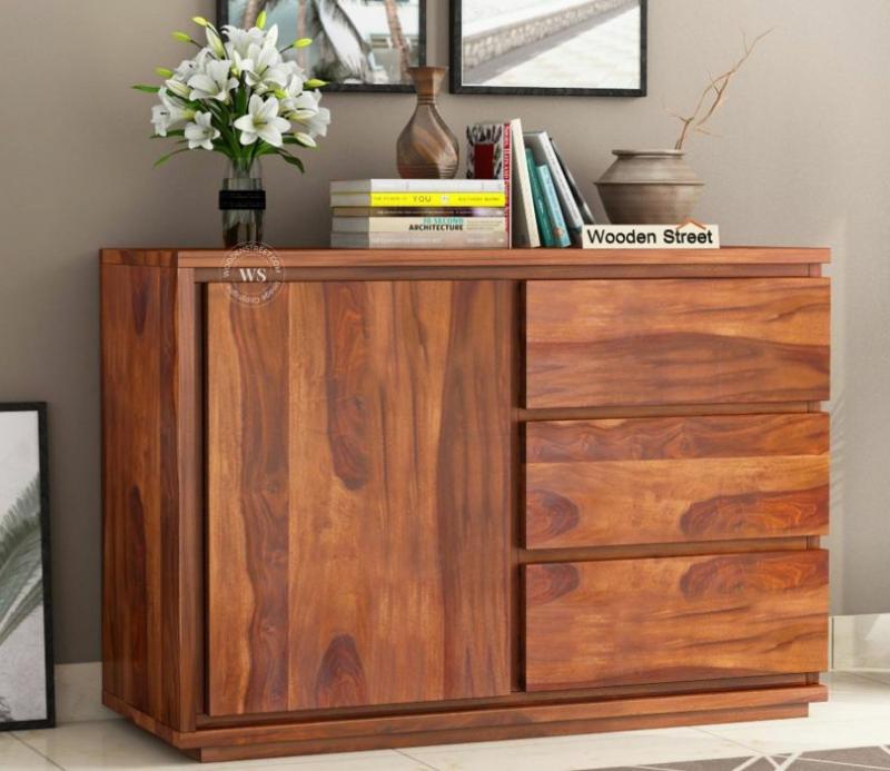 Hazeline 3-Drawer Wooden Chest Of Drawers (Honey Finish) Bedroom Storage