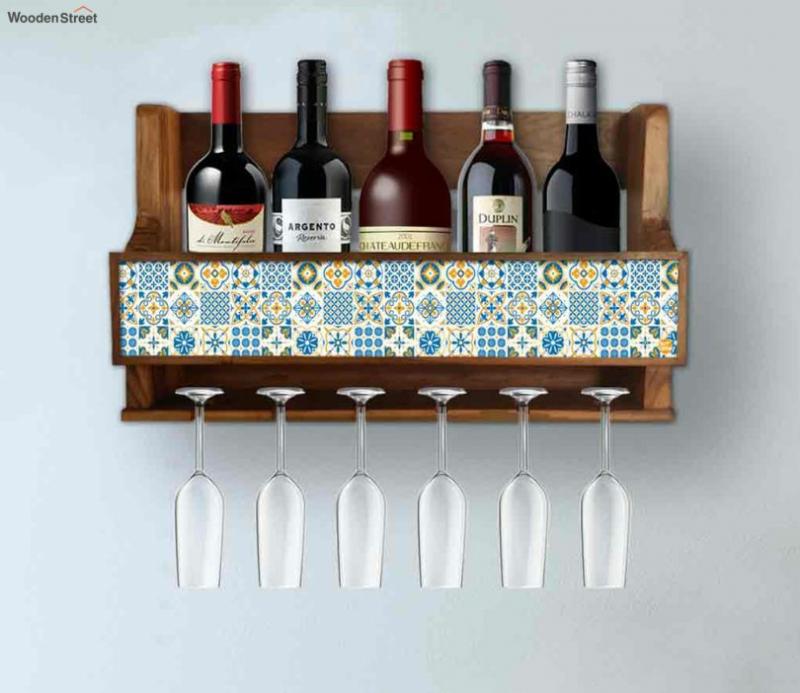 Love From Lisbon Designer Wooden Wine Rack With Glass Holder Bar Furniture