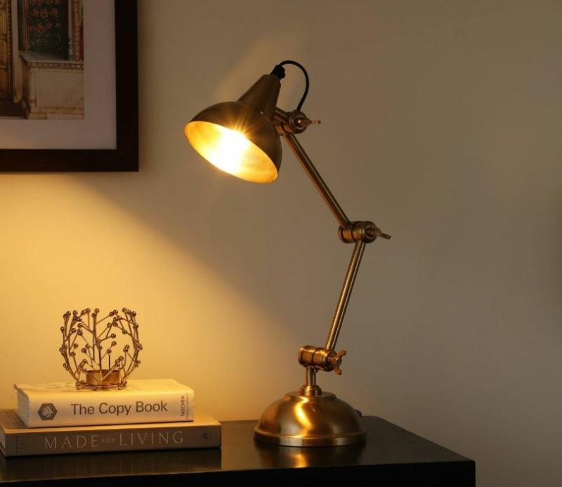 Shiny Gold Adjustable Iron Study Lamp Lamps