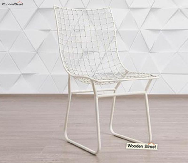 Todd Wire Mesh Metal Chair (White) Cafeteria Chairs